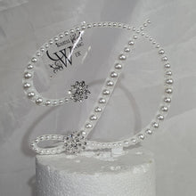 Load image into Gallery viewer, Pearl Initial Cake Topper: 4" Monogram Letter, Wedding Decor