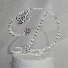 Load image into Gallery viewer, Pearl Initial Cake Topper: 4" Monogram Letter, Wedding Decor