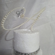 Load image into Gallery viewer, PEARL Letter/Number cake topper monogram linitials. pearl Cake decor, Wedding cake topper jewel letters decorations surname