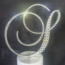 Load image into Gallery viewer, Swarovski Crystal Letter 8" monogram lnitial, EXTRA LARGE rhinestone Cake Topper decor, Wedding cake topper jewel letters decorations.