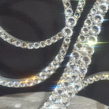 Load image into Gallery viewer, Swarovski Crystal Letter 6"monogram initial, with smaller name/word, rhinestone Cake Topper, birthday Quincinera topper,jewel letter,