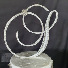 Load image into Gallery viewer, Crystal Pearl Monogram Cake Topper: Rhinestone Initial, 8" Jewel Letter