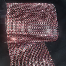 Load image into Gallery viewer, BURGUNDY WINE Rhinestone ribbon, Diamond Mesh, Diamante Bling, Crystal trim 3 METER cake trim. by Crystal wedding uk