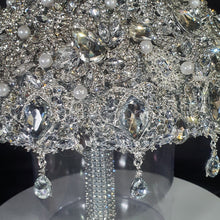 Load image into Gallery viewer, Silver Crystal Brooch Bouquet: Jeweled Wedding Bouquet