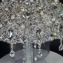 Load image into Gallery viewer, Silver Crystal Brooch Bouquet: Jeweled Wedding Bouquet
