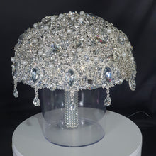 Load image into Gallery viewer, Silver Crystal Brooch Bouquet: Jeweled Wedding Bouquet