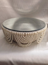Load image into Gallery viewer, Pearl Rhinestone Wedding Cake Stand Vintage Inspired Mirror Top Cake display stand