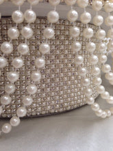 Load image into Gallery viewer, Pearl Rhinestone Wedding Cake Stand: Vintage Inspired Mirror Top