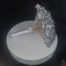 Load image into Gallery viewer, Luxury Silver Crystal Bridal Keepsake Bouquet – Handmade Beaded Wedding Bouquet -