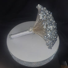 Load image into Gallery viewer, Luxury Silver Crystal Bridal Keepsake Bouquet – Handmade Beaded Wedding Bouquet -