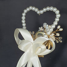 Load image into Gallery viewer, Pearl heart ivory flower wand,pm Premium flower girl wand for bridesmaid wedding by Crystal Wedding UK