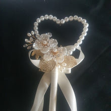 Load image into Gallery viewer, Pearl heart ivory flower wand,pm Premium flower girl wand for bridesmaid wedding by Crystal Wedding UK