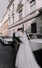 Load image into Gallery viewer, Wedding feather fan, brides black ostrich fan, wedding hand fan, Great Gatsby any colour as custom made to order by Crystal Wedding UK