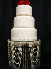 Load image into Gallery viewer, Wedding cake stand, Pearl & crystal cake plate. by Crystal wedding uk