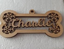Load image into Gallery viewer, Personalised Wooden Dog Paw Christmas Decoration Hanging DOG Pawble made using Swarovski elements hanging tree decor By Crystal wedding uk