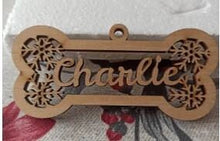 Load image into Gallery viewer, Personalised Wooden Dog Paw Christmas Decoration Hanging DOG Pawble made using Swarovski elements hanging tree decor By Crystal wedding uk