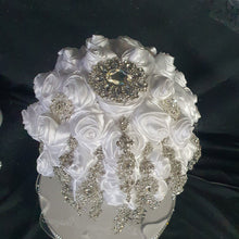 Load image into Gallery viewer, BROOCH BOUQUET trailing brooch bouquet Alternative jewel wedding bouquet. - Silver, rose gold or Gold tone by Crystal wedding uk