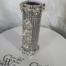 Load image into Gallery viewer, Bling Bouquet Holder, rhinestone crystal Diamonte holder, Rhinestone Wedding Bouquet Holder , Glam Bling Bouquet Holders