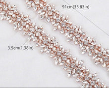 Load image into Gallery viewer, 1 yard sparkling SILVER GOLD or rosegold rhinestone embellishment chain trimming by Crystal Wedding UK
