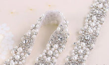Load image into Gallery viewer, Luxury sparkling pearl rhinestone embellishment chain trimming 1 yard, by Crystal Wedding UK