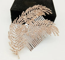 Load image into Gallery viewer, Crystal Vintage style 'Feathers' Wedding Hair Slide Bride hair clip Great Gatsby Vintage Glam Art Deco