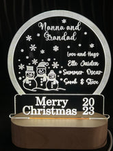 Load image into Gallery viewer, Personalised snow globe Christmas message led lampdecoration any message acrylic ornament gift, Christmas gift by Crystal wedding uk