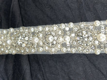 Load image into Gallery viewer, Luxury sparkling pearl rhinestone embellishment chain trimming 1 yard, by Crystal Wedding UK