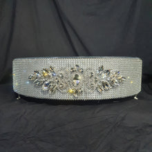 Load image into Gallery viewer, Rhinestone crystals silver cake stand, wedding cake stand, round by Crystal wedding uk