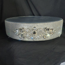 Load image into Gallery viewer, Rhinestone crystals silver cake stand, wedding cake stand, round by Crystal wedding uk