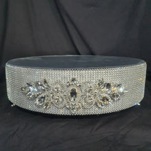 Load image into Gallery viewer, Rhinestone crystals silver cake stand, wedding cake stand, round by Crystal wedding uk