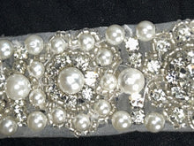 Load image into Gallery viewer, Luxury sparkling pearl rhinestone embellishment chain trimming 1 yard, by Crystal Wedding UK