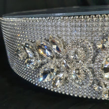 Load image into Gallery viewer, Rhinestone crystals silver cake stand, wedding cake stand, round by Crystal wedding uk