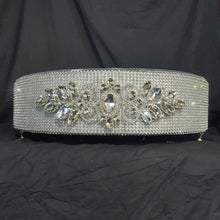 Load image into Gallery viewer, Rhinestone crystals silver cake stand, wedding cake stand, round by Crystal wedding uk