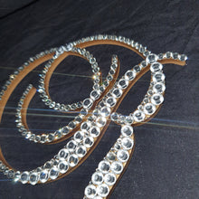 Load image into Gallery viewer, Crystal Letter Cake Topper – 6" tall Gold Clear Rhinestone Monogram, Luxury Wedding & Anniversary Cake Decor