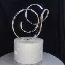 Load image into Gallery viewer, A to Z Crystal mirror Letter 8" monogram linitials rhinestone Cake Topper decor, Wedding rhinestone cake topper jewel letters decorations.