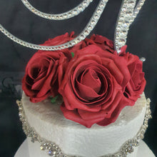 Load image into Gallery viewer, Crystal letter 6" and rose topper A-Z custom- many colours by Crystal wedding uk