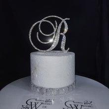 Load image into Gallery viewer, Crystal Letter 6" monogram letter,Clear Swarovski elements Gold & rhinestone Cake Topper, Wedding rhinestone jewel letter cake decorations.
