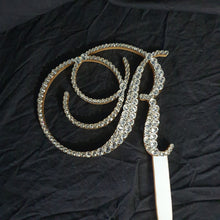Load image into Gallery viewer, Crystal Letter 6" monogram letter,Clear Swarovski elements Gold & rhinestone Cake Topper, Wedding rhinestone jewel letter cake decorations.