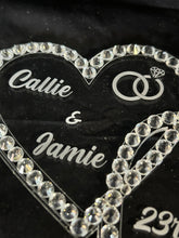 Load image into Gallery viewer, Personalised Crystal heart Cake topper 6'' [ Entwined hearts - personalised cake topper [ bling cake topper [ rhinestone cake topper