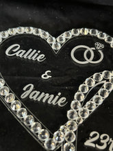 Load image into Gallery viewer, Personalized Crystal Heart Cake Topper: Swarovski Rhinestone, 6''