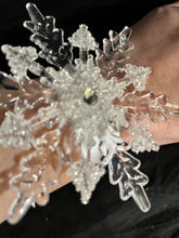 Load image into Gallery viewer, Snowflake Wrist Corsage: Winter Wedding Accessory
