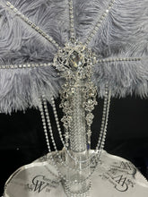 Load image into Gallery viewer, Grey silver feather fan bouquet, Great Gatsby wedding style 1920's - any colour as custom made by Crystal wedding uk