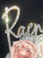 Load image into Gallery viewer, Stunning Crystal Cake topper, 6'' in any Letter,personalised name cake topper, rhinestone bling, pearls cake topper