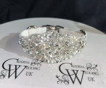 Load image into Gallery viewer, Personalised Luxury Velvet Dog Collar: Silver Rhinestones & Pearls, Wedding Pet Collar