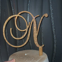 Load image into Gallery viewer, Real Crystal Letter 5" cake topper. Front & back both covered rhinestones,Cake Topper decor, Wedding rhinestone cake topper,any jewel letter