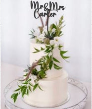 Load image into Gallery viewer, Wedding Cake topper, Personalized cake topper, Rustic cake topper, Custom Mr Mrs cake topper, Wedding Cake topper by Crystal wedding uk