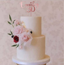 Load image into Gallery viewer, Birthday Cake topper, Name & Age cake topper, Rustic cake topper, Custom cake topper, Event Cake topper by Crystal wedding uk
