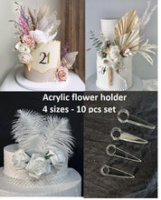 Load image into Gallery viewer, 10pc Cake flower HOLDER, heavy-duty acrylic design, Cake topper tool decoration by Crystal Wedding UK