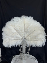 Load image into Gallery viewer, 22" Wedding feather fan,ostrich fan, wedding hand fan, Great Gatsby any colour -custom made to order by Crystal Wedding UK