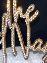 Load image into Gallery viewer, Stunning Crystal elements wedding Cake toppers 6'' in any Letter,personalised wedding cake topper, gold rhinestone bling, pearls cake topper